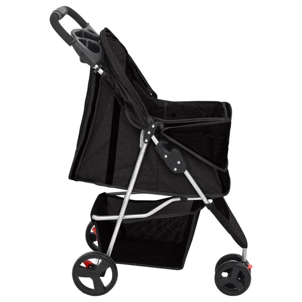 vidaXL Carrinho dobrável para cães 80x46x98 cm tecido oxford preto