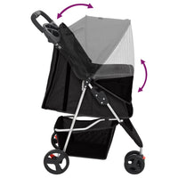 vidaXL Carrinho dobrável para cães 80x46x98 cm tecido oxford preto