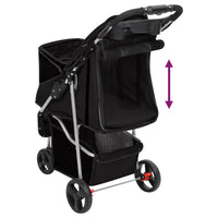 vidaXL Carrinho dobrável para cães 80x46x98 cm tecido oxford preto