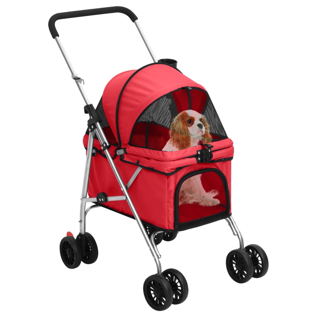 vidaXL Carrinho dobrável para cães 76x50x100 cm tecido oxford vermelho