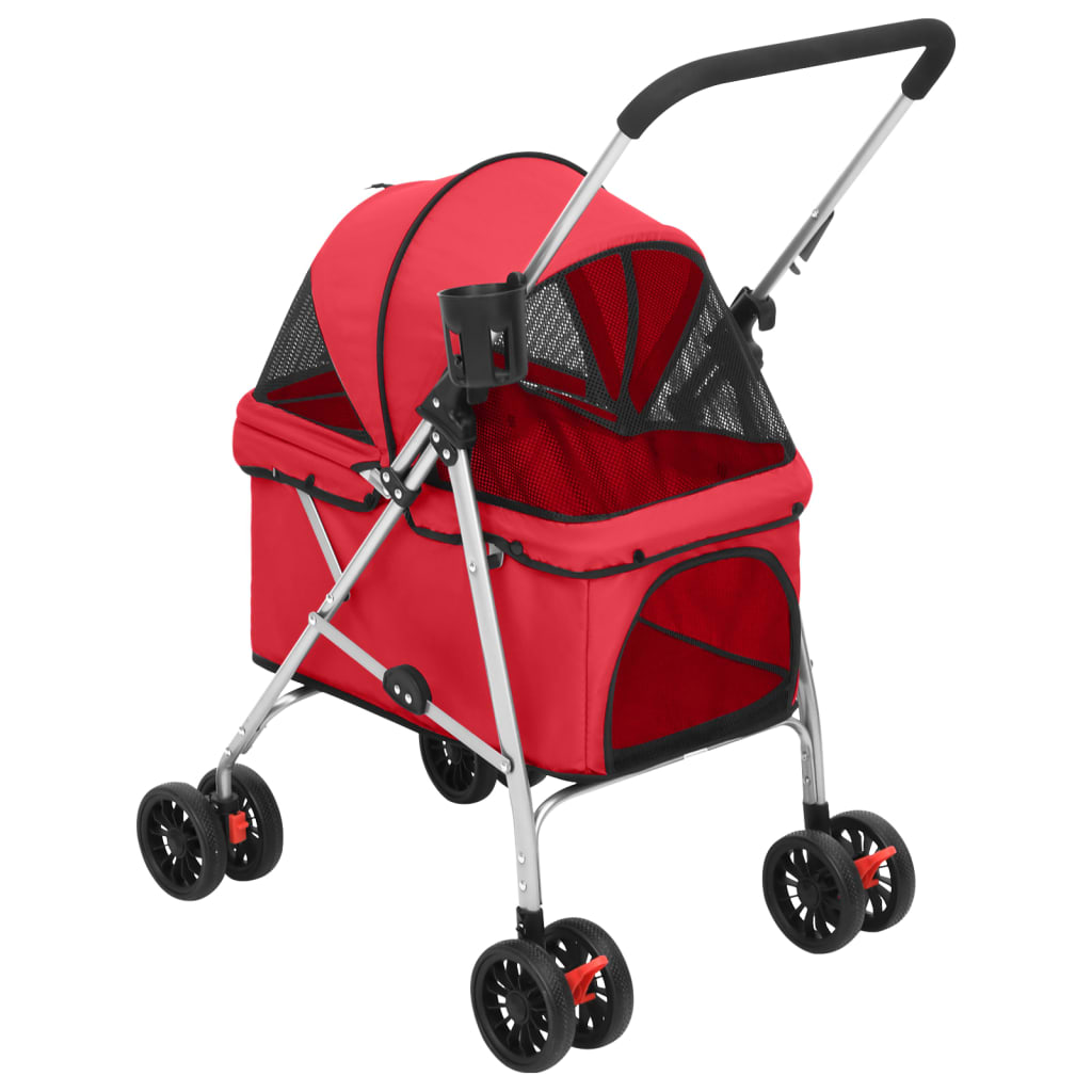 vidaXL Carrinho dobrável para cães 76x50x100 cm tecido oxford vermelho