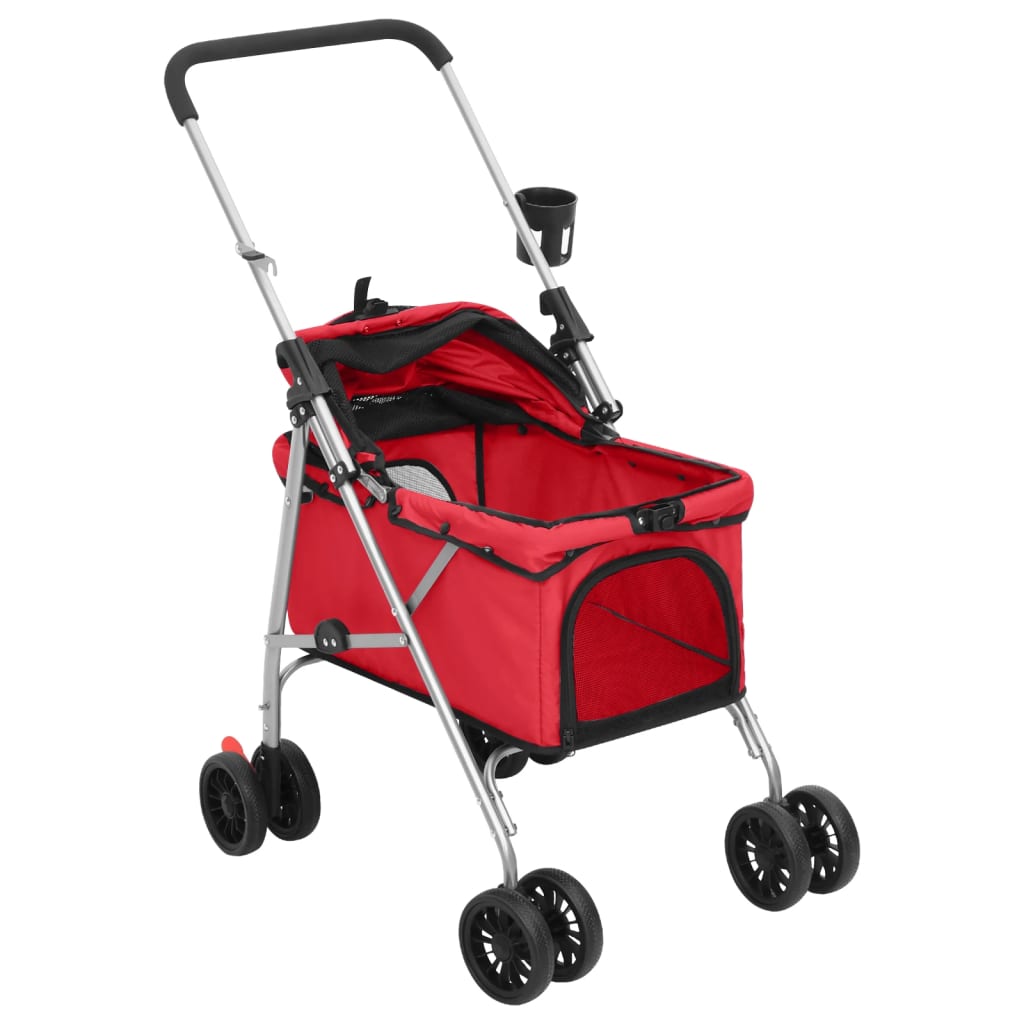 vidaXL Carrinho dobrável para cães 76x50x100 cm tecido oxford vermelho