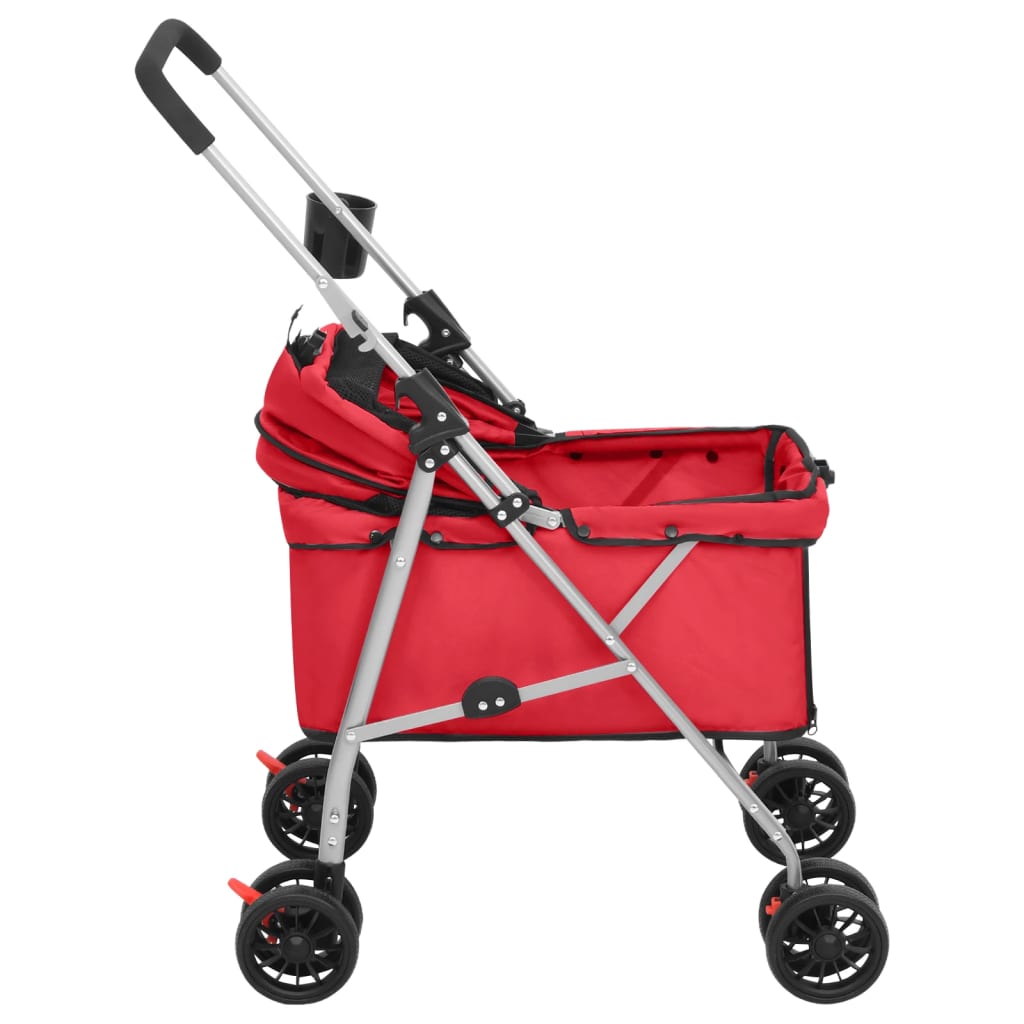 vidaXL Carrinho dobrável para cães 76x50x100 cm tecido oxford vermelho