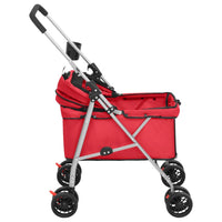 vidaXL Carrinho dobrável para cães 76x50x100 cm tecido oxford vermelho