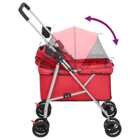 vidaXL Carrinho dobrável para cães 76x50x100 cm tecido oxford vermelho