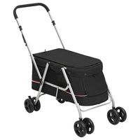 vidaXL Carrinho dobrável para cães 100x49x96 cm tecido linho preto