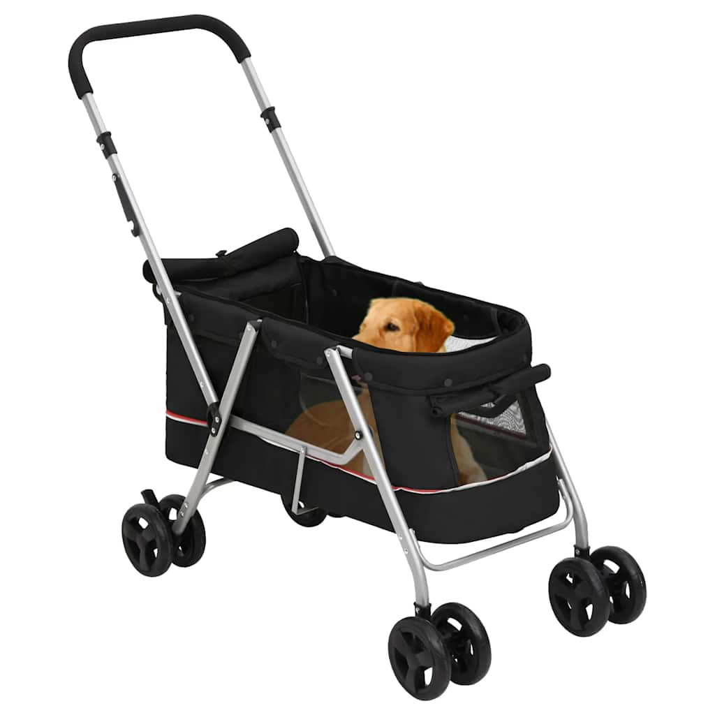 vidaXL Carrinho dobrável para cães 100x49x96 cm tecido linho preto