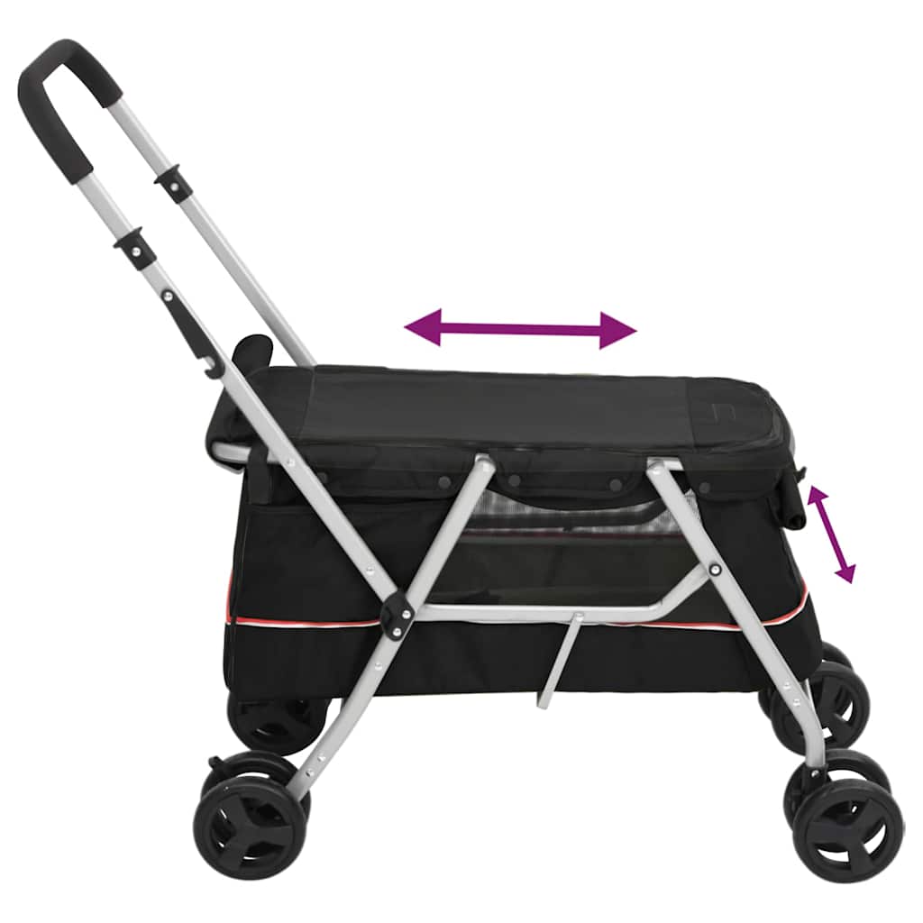 vidaXL Carrinho dobrável para cães 100x49x96 cm tecido linho preto