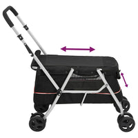 vidaXL Carrinho dobrável para cães 100x49x96 cm tecido linho preto