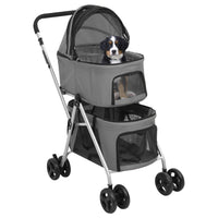 vidaXL Carrinho dobrável cães 2 níveis 83x48x97 cm tecido oxford cinza