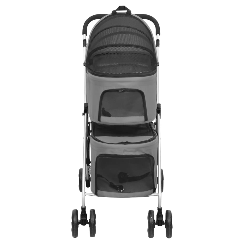 vidaXL Carrinho dobrável cães 2 níveis 83x48x97 cm tecido oxford cinza