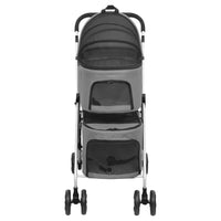 vidaXL Carrinho dobrável cães 2 níveis 83x48x97 cm tecido oxford cinza