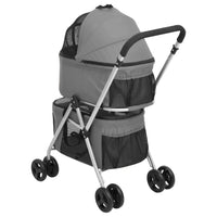 vidaXL Carrinho dobrável cães 2 níveis 83x48x97 cm tecido oxford cinza