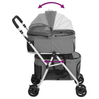 vidaXL Carrinho dobrável cães 2 níveis 83x48x97 cm tecido oxford cinza