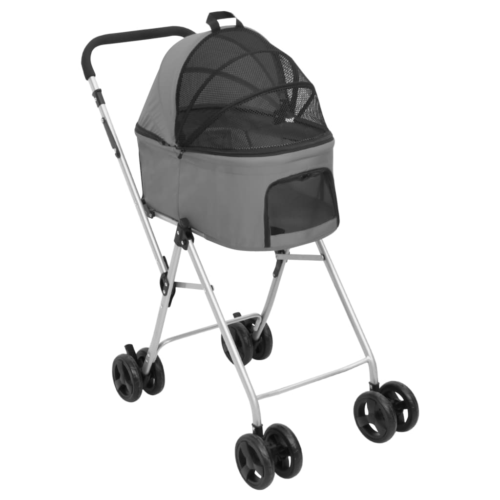 vidaXL Carrinho dobrável cães 2 níveis 83x48x97 cm tecido oxford cinza