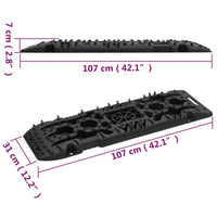 vidaXL Placas de tração 2 pcs 107x31x7 cm nylon preto