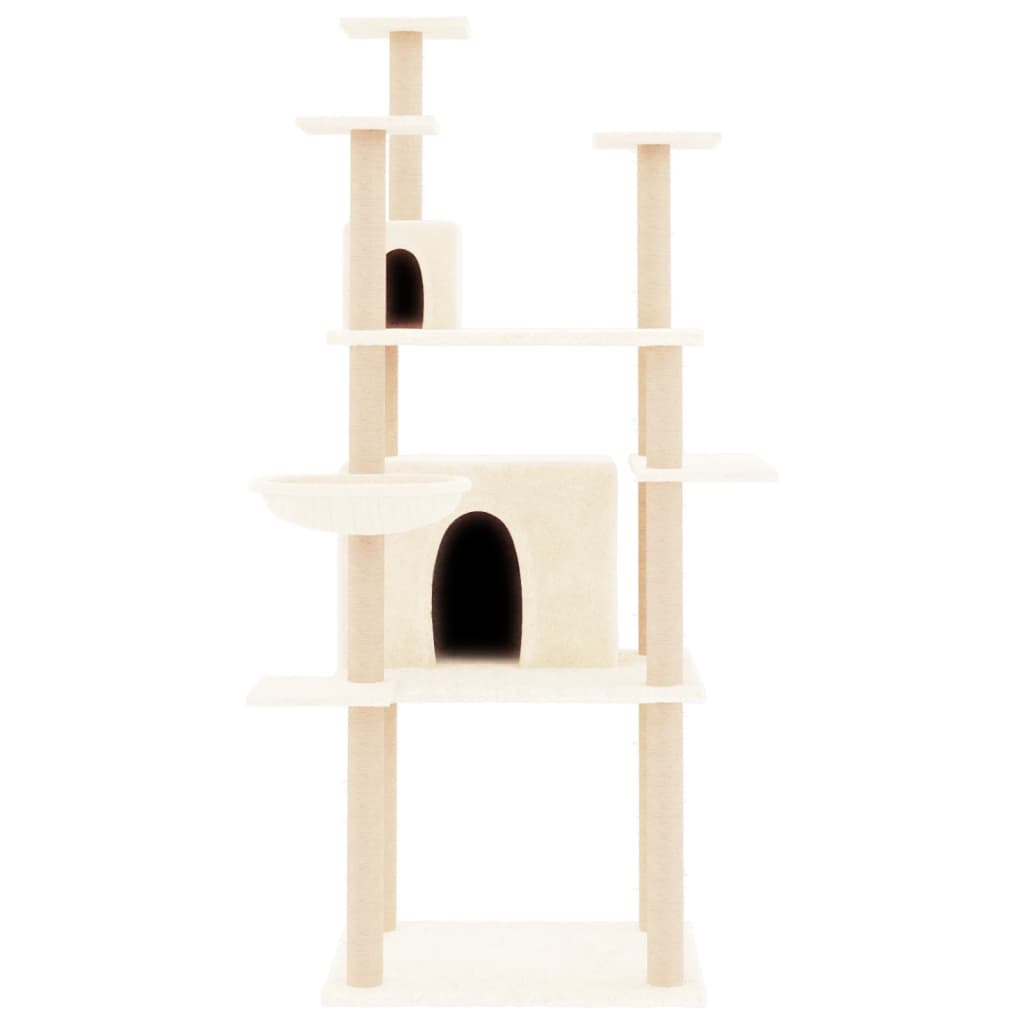 vidaXL Árvore para gatos c/ postes arranhadores sisal 166 cm cor creme