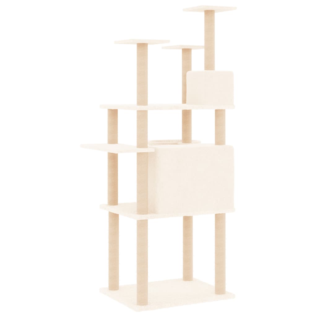 vidaXL Árvore para gatos c/ postes arranhadores sisal 166 cm cor creme