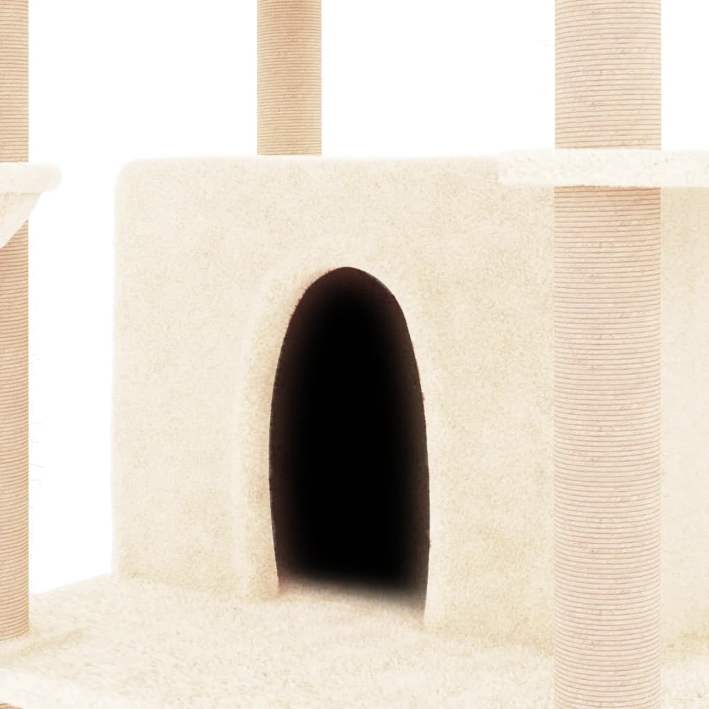 vidaXL Árvore para gatos c/ postes arranhadores sisal 166 cm cor creme