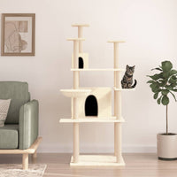 vidaXL Árvore para gatos c/ postes arranhadores sisal 166 cm cor creme
