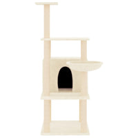 vidaXL Árvore p/ gatos c/ postes arranhadores sisal 132 cm cor creme