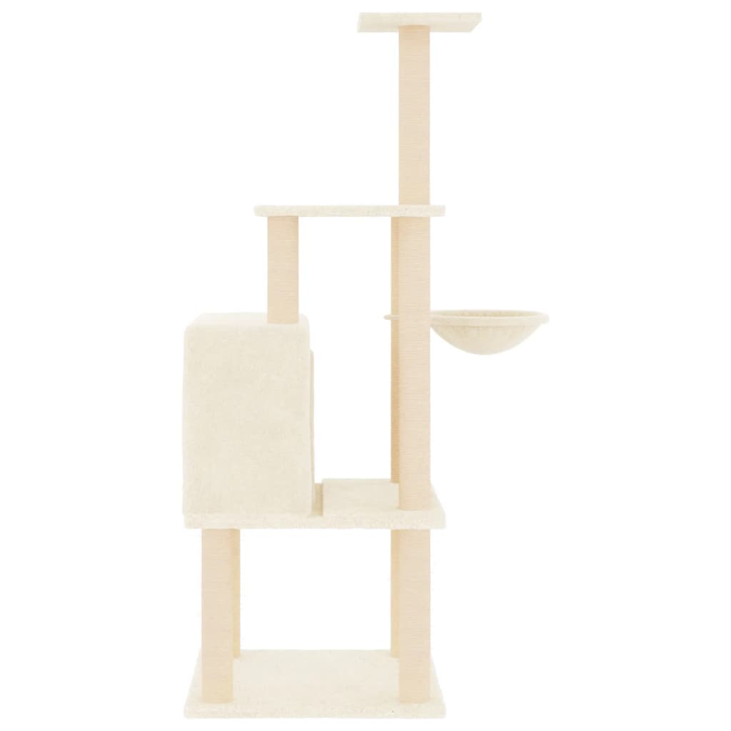 vidaXL Árvore p/ gatos c/ postes arranhadores sisal 132 cm cor creme