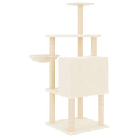 vidaXL Árvore p/ gatos c/ postes arranhadores sisal 132 cm cor creme