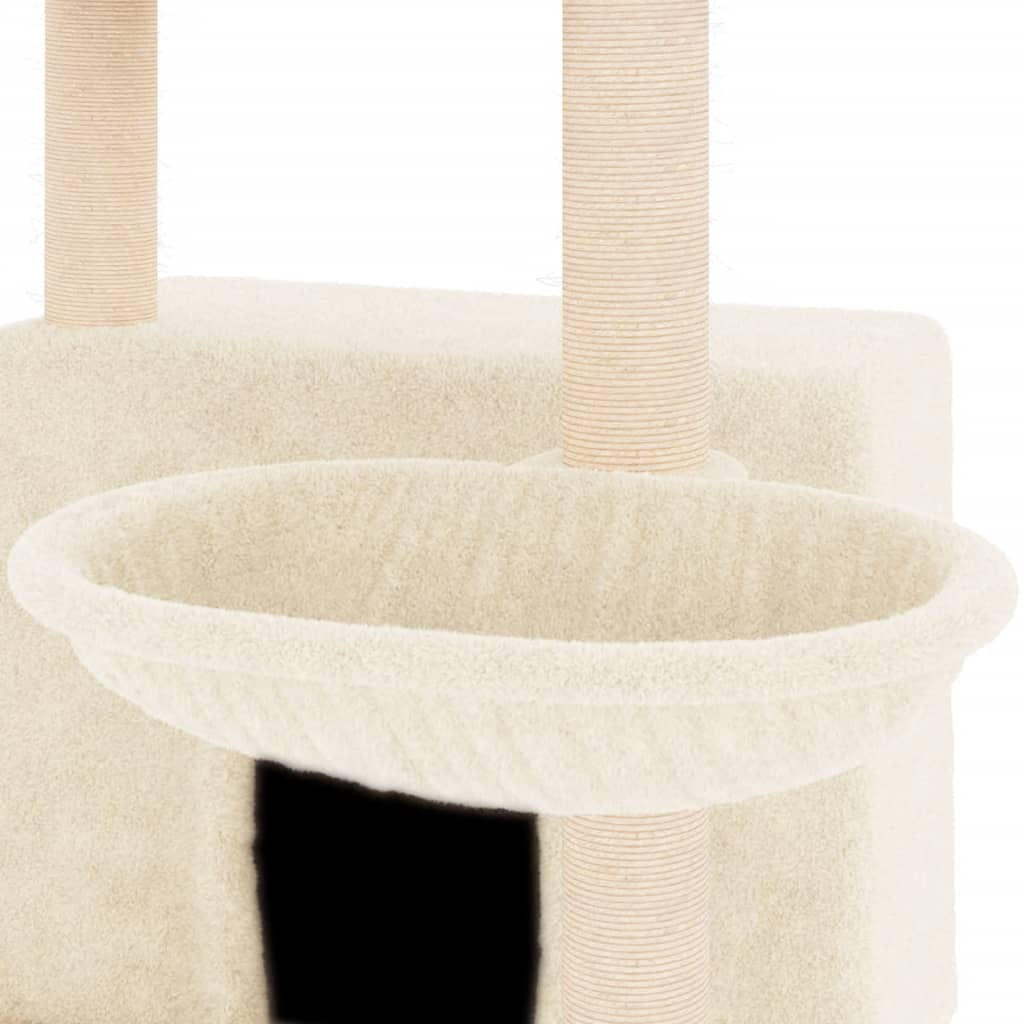 vidaXL Árvore p/ gatos c/ postes arranhadores sisal 132 cm cor creme