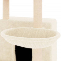 vidaXL Árvore p/ gatos c/ postes arranhadores sisal 132 cm cor creme