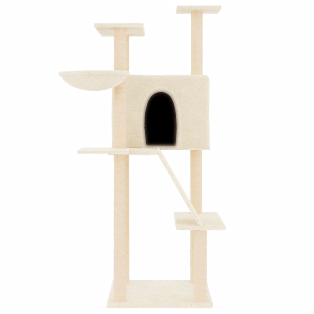 vidaXL Árvore para gatos c/ postes arranhadores sisal 143 cm cor creme
