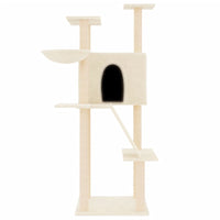 vidaXL Árvore para gatos c/ postes arranhadores sisal 143 cm cor creme