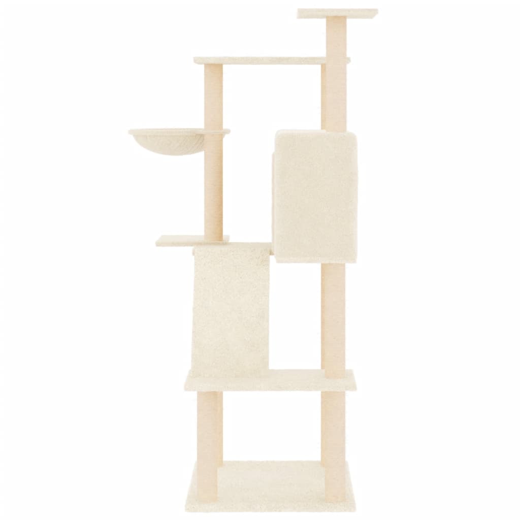 vidaXL Árvore para gatos c/ postes arranhadores sisal 143 cm cor creme