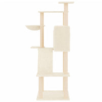 vidaXL Árvore para gatos c/ postes arranhadores sisal 143 cm cor creme