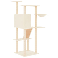 vidaXL Árvore para gatos c/ postes arranhadores sisal 143 cm cor creme