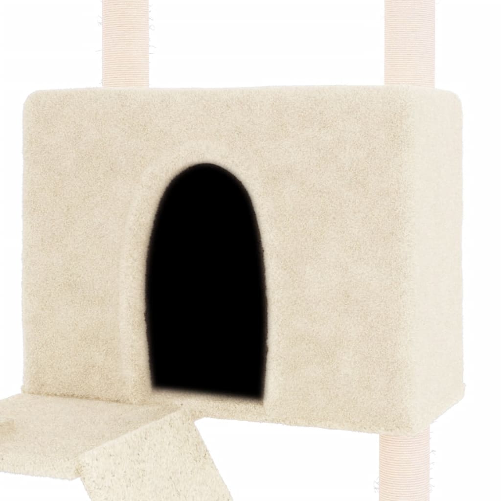 vidaXL Árvore para gatos c/ postes arranhadores sisal 143 cm cor creme