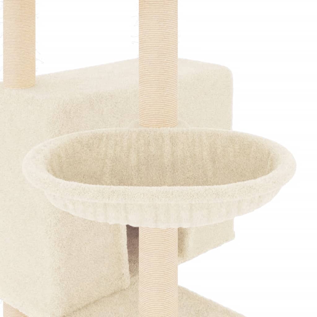 vidaXL Árvore para gatos c/ postes arranhadores sisal 143 cm cor creme