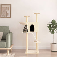 vidaXL Árvore para gatos c/ postes arranhadores sisal 143 cm cor creme