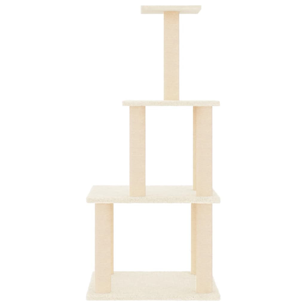 vidaXL Árvore p/ gatos c/ postes arranhadores sisal 111 cm cor creme