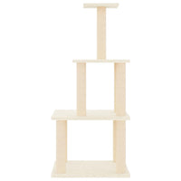 vidaXL Árvore p/ gatos c/ postes arranhadores sisal 111 cm cor creme