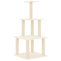 vidaXL Árvore p/ gatos c/ postes arranhadores sisal 111 cm cor creme
