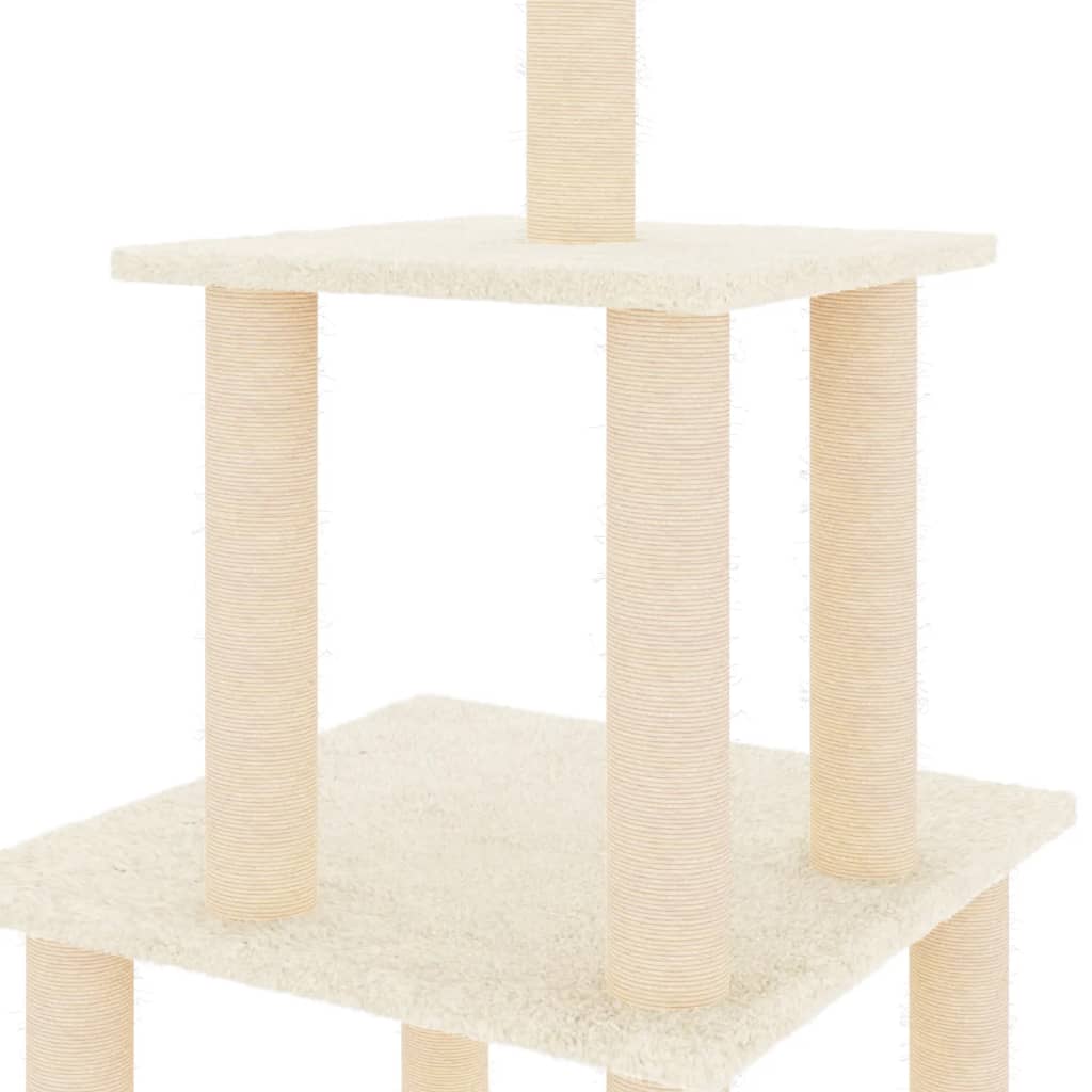 vidaXL Árvore p/ gatos c/ postes arranhadores sisal 111 cm cor creme