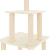 vidaXL Árvore p/ gatos c/ postes arranhadores sisal 111 cm cor creme