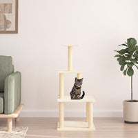 vidaXL Árvore p/ gatos c/ postes arranhadores sisal 111 cm cor creme