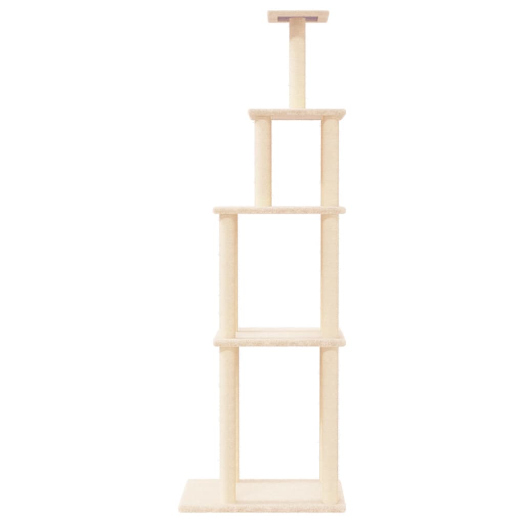 vidaXL Árvore para gatos c/ postes arranhadores sisal 183 cm cor creme