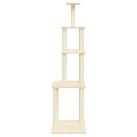 vidaXL Árvore para gatos c/ postes arranhadores sisal 183 cm cor creme