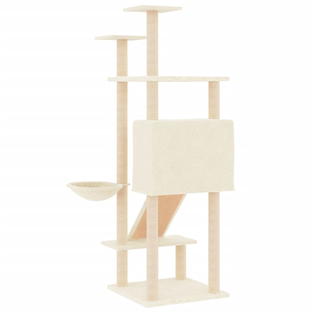 vidaXL Árvore p/ gatos c/ postes arranhadores sisal 153 cm cinza-claro