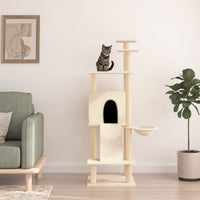 vidaXL Árvore p/ gatos c/ postes arranhadores sisal 153 cm cinza-claro