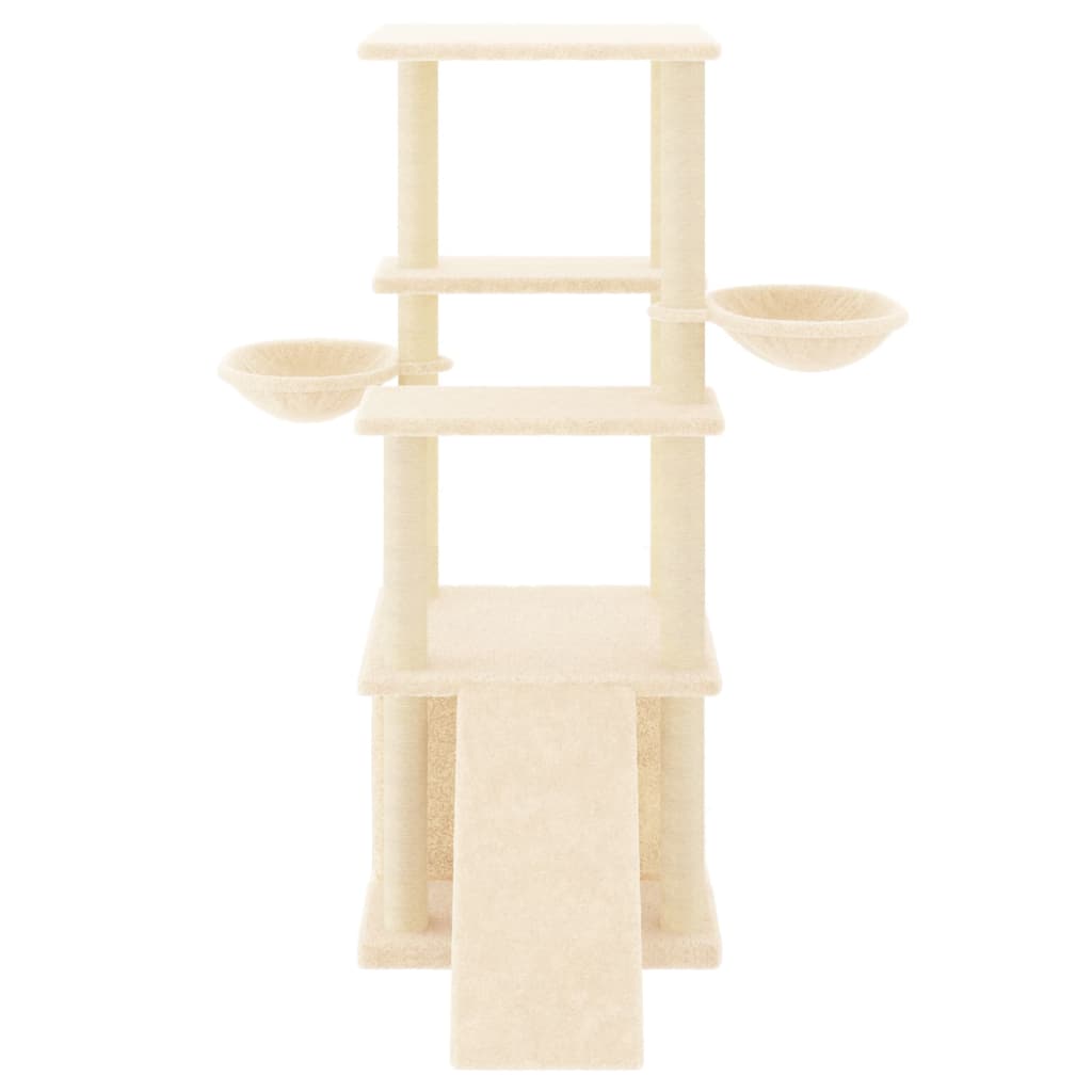 vidaXL Árvore para gatos c/ postes arranhadores sisal 133 cm cor creme