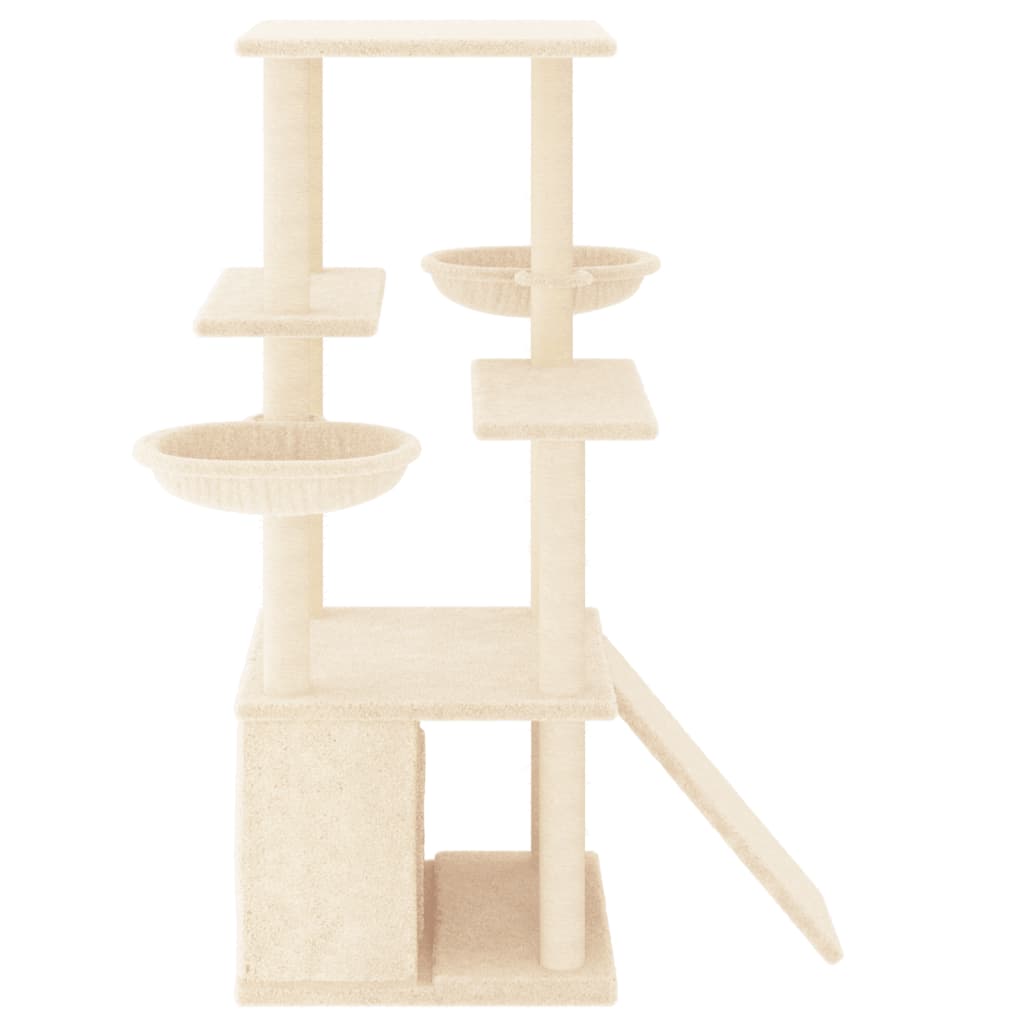 vidaXL Árvore para gatos c/ postes arranhadores sisal 133 cm cor creme