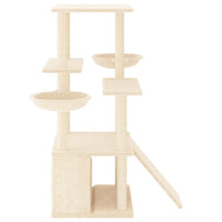 vidaXL Árvore para gatos c/ postes arranhadores sisal 133 cm cor creme
